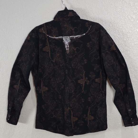COWGIRL HARDWARE,Black and Brown Western Shirt, Size XL - Picture 10 of 17